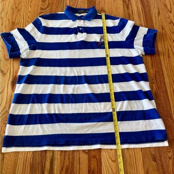 Polo by Ralph Lauren Bear Logo Royal Blue and White Striped Shirt - Picture 6 of 8
